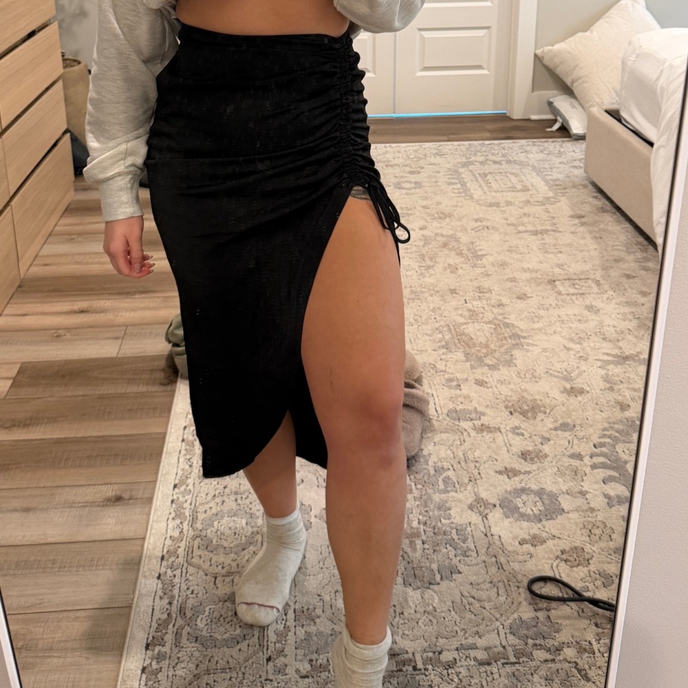 Black Ruched Skirt